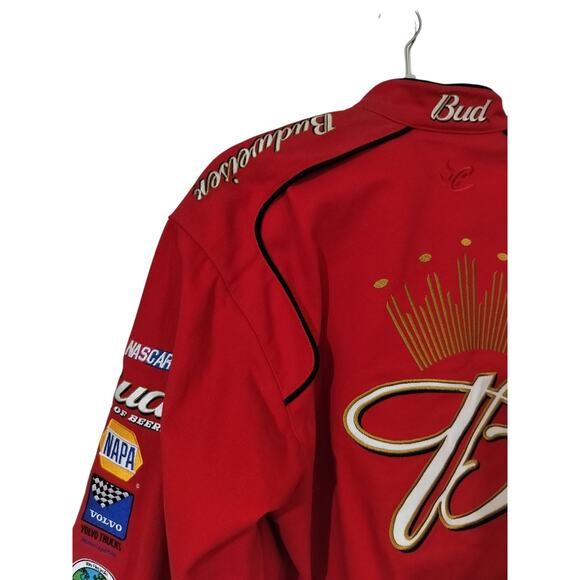 M655)Chase Authentic Dale Earnhardt Jr #8 Budweiser Red Twill Jacket Size Large - Picture 3 of 15
